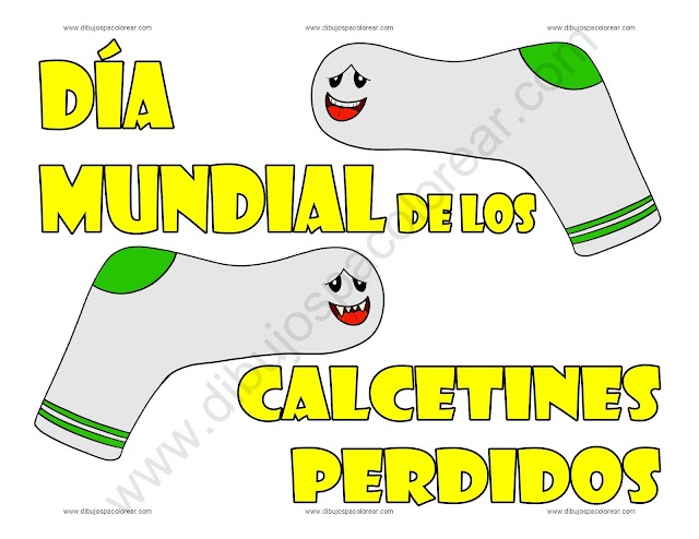 Día Mundial de los Calcetines Perdidos dibujo a color y para colorear